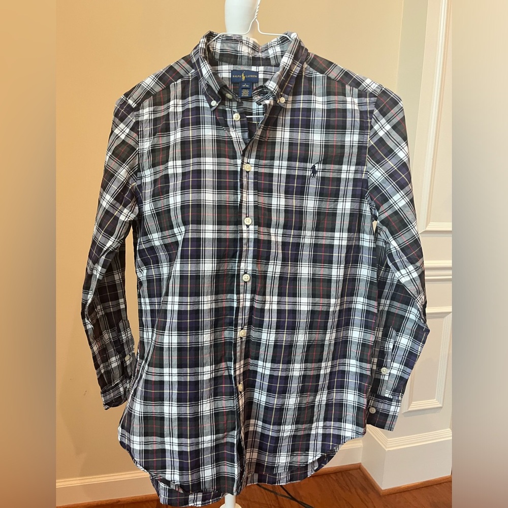 Ralph Lauren Polo Boys Plaid Long Sleeve Button Up- L/14-16